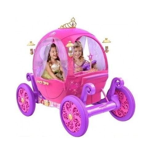 24 Volt Rechargeable Disney Princess Pink Carriage,Can Fit 2 Children