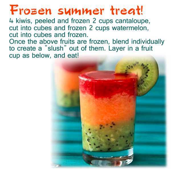 Frozen fruit smoothie recipe with kimi, cantaloupe and watermelon - DELICIOUS!