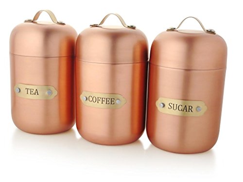 Francois et Mimi Stainless Steel Sugar, Tea, Coffee Canister Set with Lids, Bronze