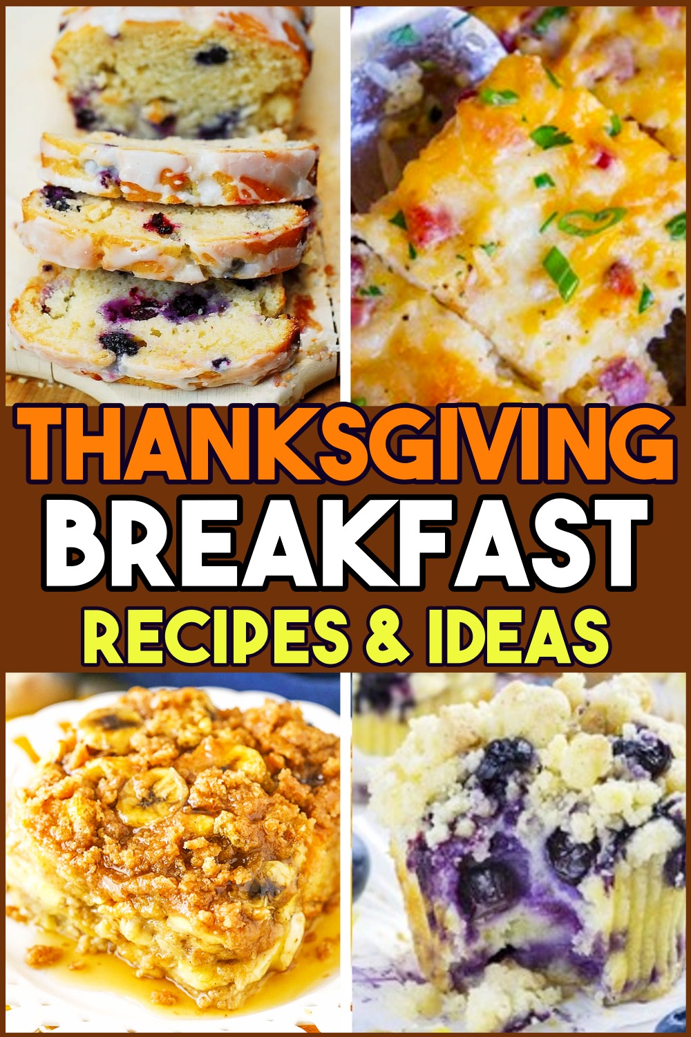 Thanksgiving brunch and Thanksgiving breakfast ideas - fall breakfast ideas, Thanksgiving morning breakfast casserole ideas and fall brunch ideas for Thanksgiving morning or make ahead for Black Friday morning girls weekend of shopping.  Quick and easy sweet Thanksgiving breakfast recipes for two or for a crowd - the french toast casserole is like having dessert for breakfast!