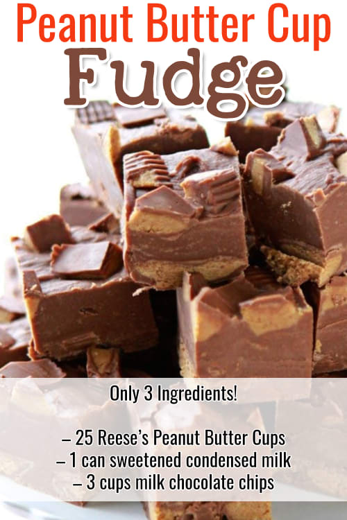 Easy Fudge Recipes - super simple chocolate fudge recipes with few ingredients.  Insanely good sweet treats for a crowd or Holiday party.    Easy Reese's Peanut Butter Cup choclate fudge recipe to make ahead and freeze.  Only 3 ingredients!