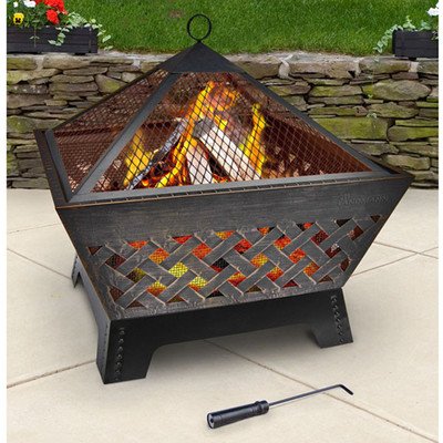 Landmann 25282 Barrone Fire Pit with Cover, 26-Inch, Antique Bronze