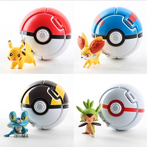 4PCS Bounce Pokemon Pokeball Cosplay Pop-up Elf Go Fighting Poke Ball Toy