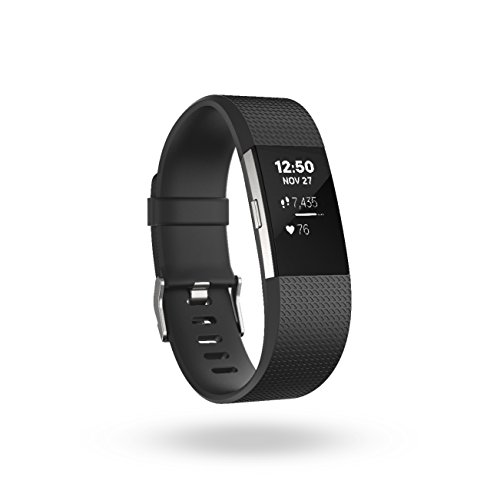 Fitbit Charge 2 Heart Rate + Fitness Wristband, Black, Large