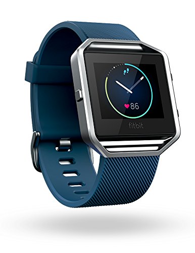 Fitbit Blaze Smart Fitness Watch, Blue, Silver, Large