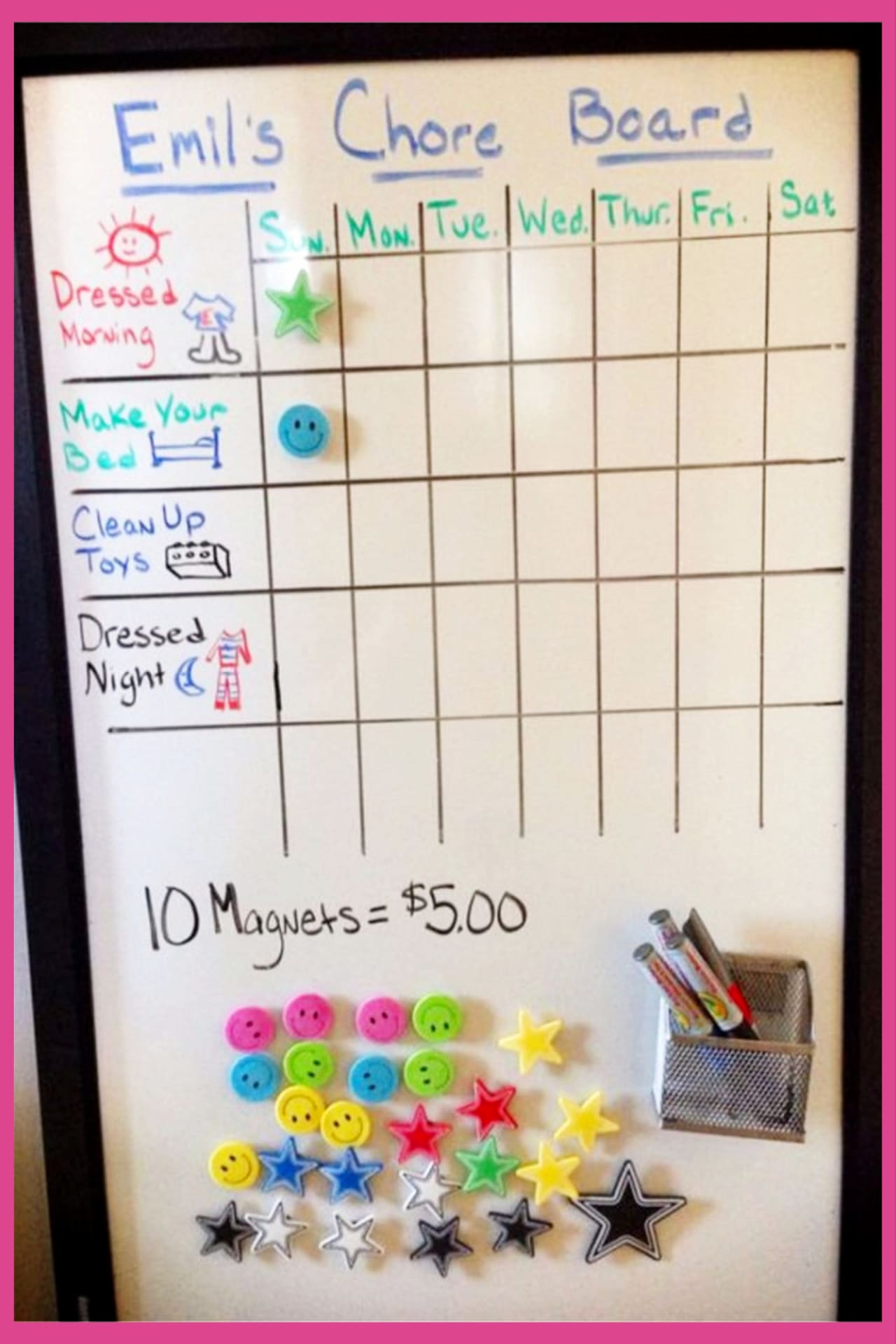 Chore Charts Ideas That Really Work To Get Kids To Do Chores WITHOUT Nagging - Best Mom Advice and Mom Hack EVER - clever and simple homemade DIY chore chart / chore board with a chores reward system (money!)