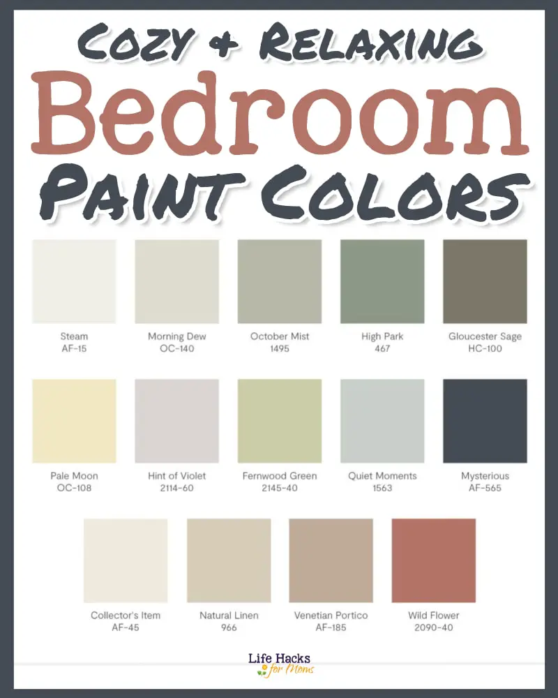 Relaxing Bedroom Paint Colors - warm cozy & soothing paint color schemes and ideas for a cosy room