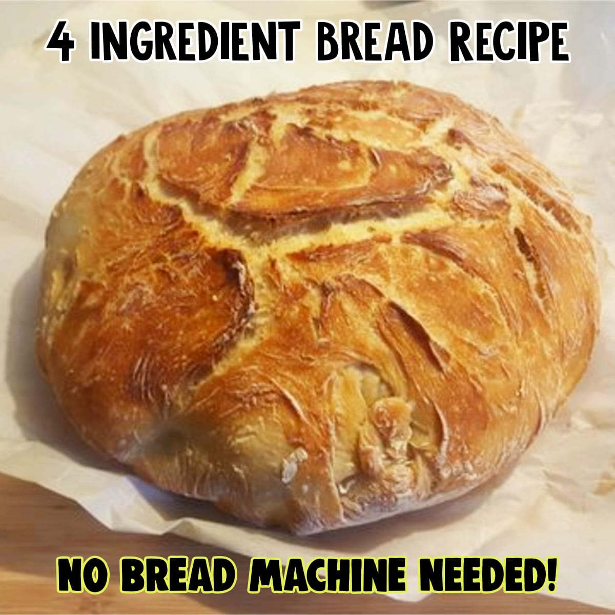 Easy homemade bread recipes without a bread maker or bread machine! This 4 ingredient bread recipe is very simple to make, flavorful and savory just like grandma used to make