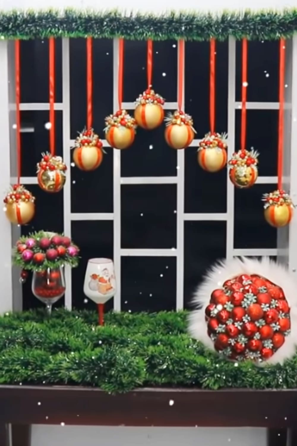 Christmas crafts for adults-simple Christmas craft ideas for adults to make - like this DIY idea for decorating the windows in your house with handmade ornaments, garland and lights