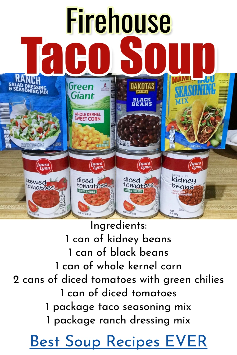 Easy Soup Recipes - easy soup recipes with ingredients and procedure - Firehouse Taco Soup Recipe - ready FAST in your crock pot slow cooker OR stove top - best homemade soup recipes EVER