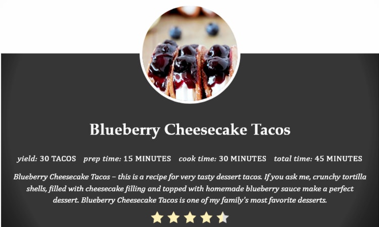 blueberry desserts cheesecake tacos