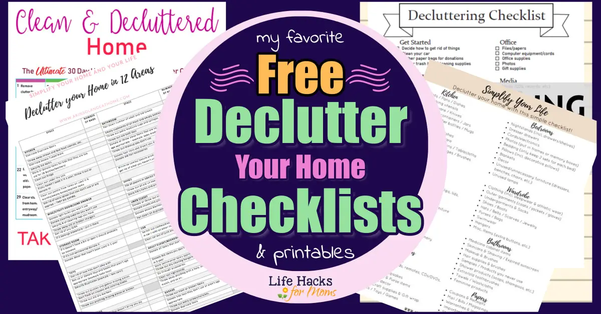 Declutter Your Home Checklist PDF-Free Printables, Decluttering Worksheets, Workbooks and & Charts To Declutter Your Home Room by Room