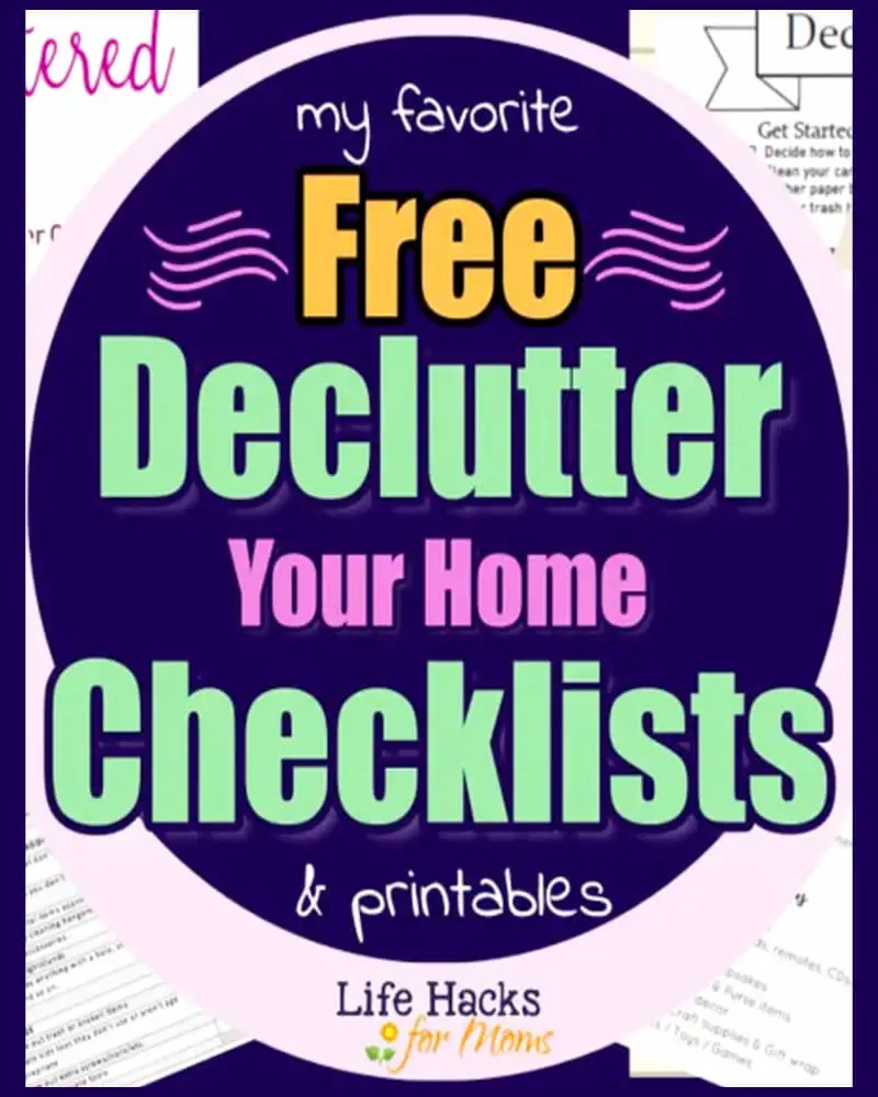 Free printable decluttering checklist pdf printables, worksheets, workbooks and CHECKLISTS to declutter your home WITHOUT fetting overwhelmed! Room by Room decluttering checklists show what to get rid of and how to organize what's left. So helpful if you're house is so cluttered and you don't know where to start