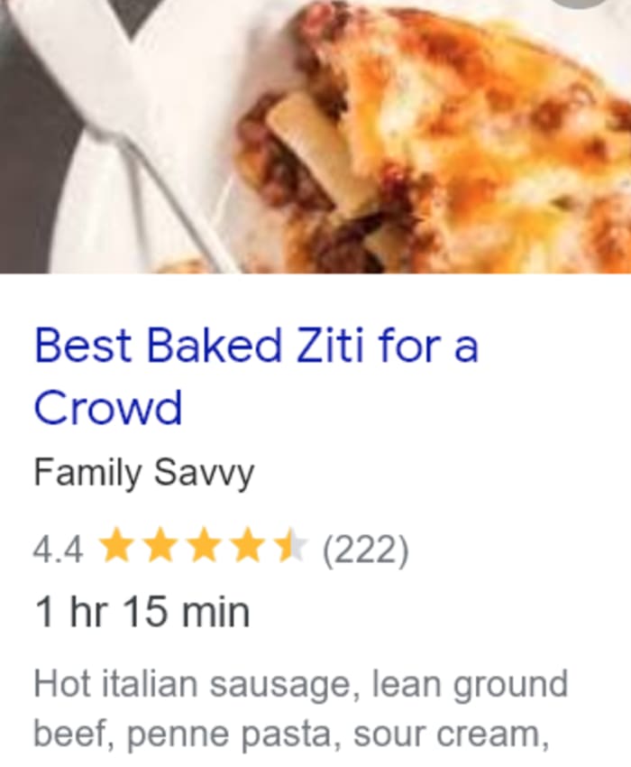 Baked ziti casserole recipe for a church dinner crowd