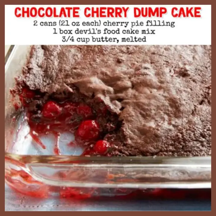 church luncheon or supper dessert idea to take for a crowd. I made this chocolate cherry dump cake for our Wednesday night dinner group at church and everyone loved it.  Only THREE ingredients too!