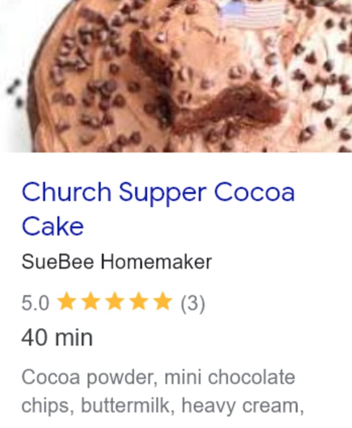 Church supper cocoa cake dessert recipe for a crowd - super yummy chocolate cake for a large group on Wednesday night