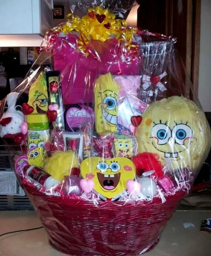 Easter basket raffle basket for kids - also a great grand prize for your Easter egg hunt - Spongebob Easter basket