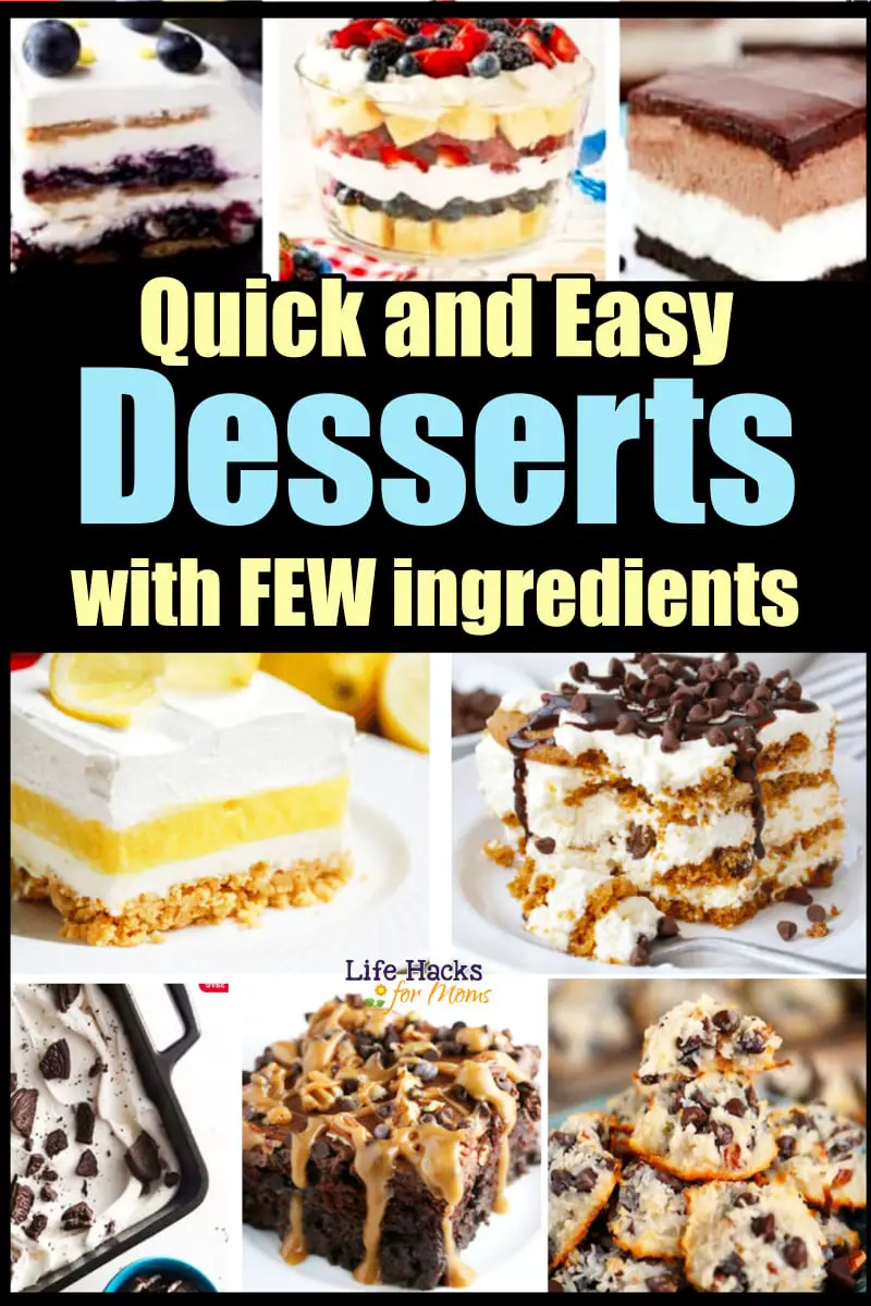 Quick and Easy Desserts - no bake, simple, delicious and healthy desserts with few ingredients too - amazing last minute easy desserts no bake and with little ingredients to make in 10 minutes or less for any Holiday, potluck or party crowd when you need a simple homemade dessert with minimal ingredients