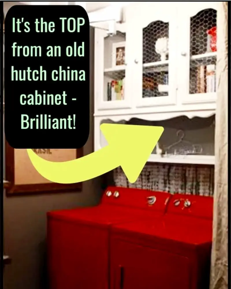 Repurposed China Cabinet Ideas - Old Hutch Upcycled Into Laundry Room Storage from - DIY Upcycled Furniture Ideas Before and After Pictures