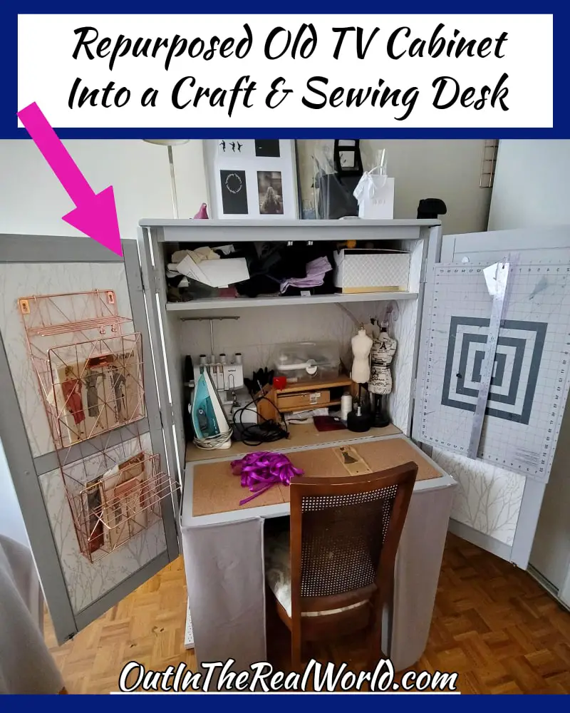 Repurposed TV Cabinet Into a Craft and Sewing Desk! From - DIY Upcycled Furniture Ideas Before and After Pictures