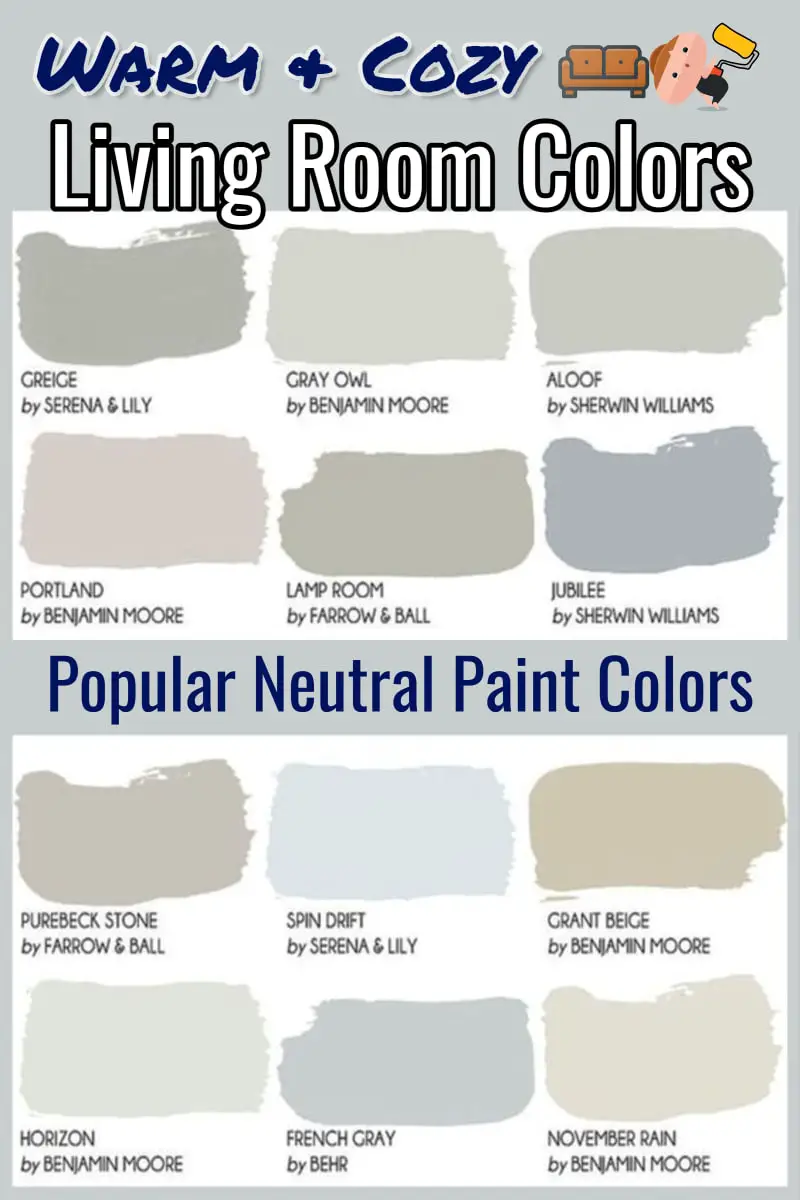 Warm cozy living room colors and color scheme ideas - these neutral colors are very popular living room paint colors