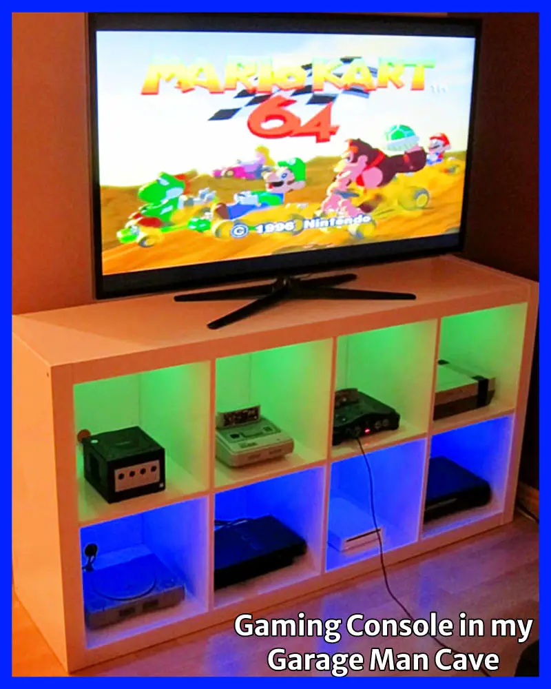 small man cave ideas - simple DIY gaming console center made on a low budget - great ideas for basement playroom or kids bedroom too - super cool!