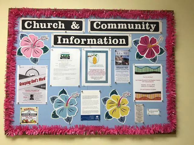 church information bulletin board ideas - church welcome center bulletin board - love the background - creative church bulletin board design for modern church or ministry information station bulletin board