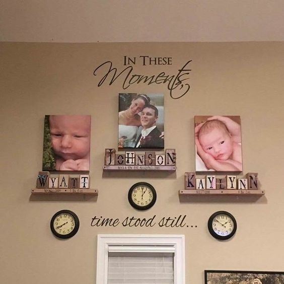 Family Picture and Shelf Arrangements on Walls