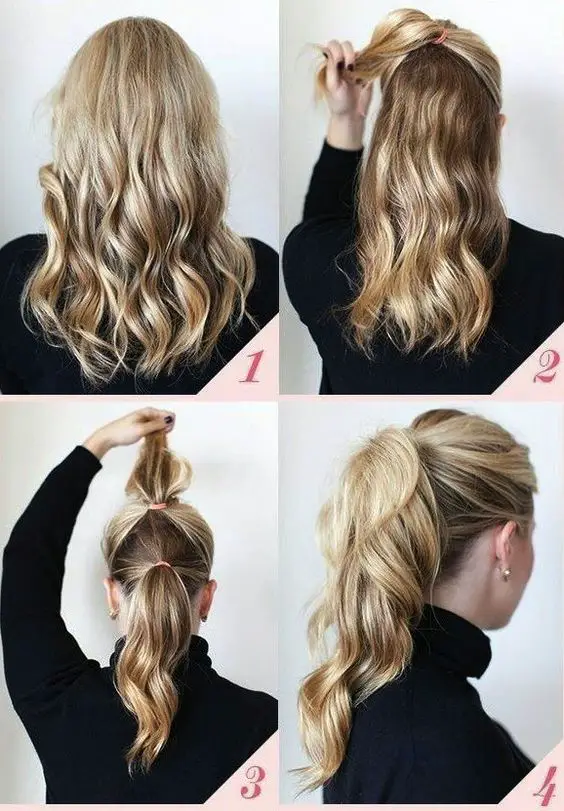 pony hairstyles-easy tutorials for a high poofy ponytail from lazy easy hairstyles for school
