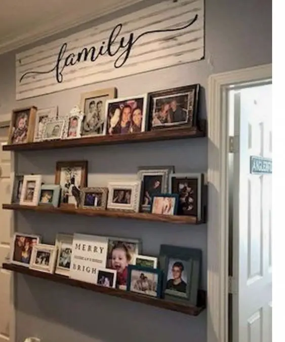 family photo wall ideas - Picture and Shelf Arrangements on Walls