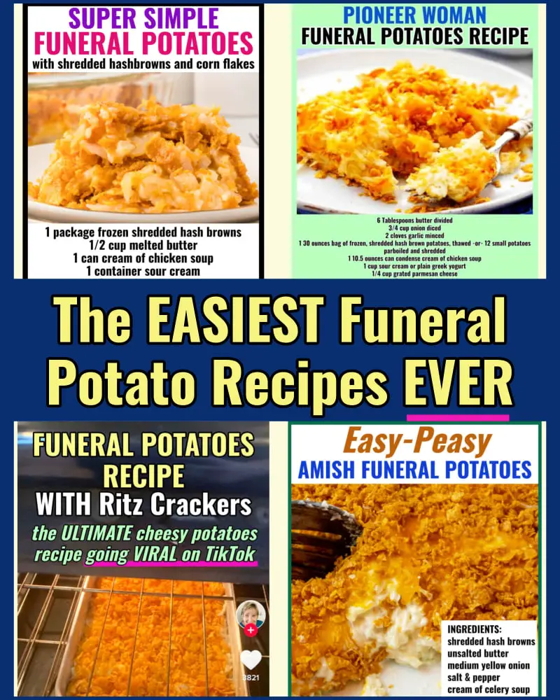 Funeral Potatoes Recipes-EASY Funeral Potatoes Recipe Variations For a Funeral Reception Buffet Crowd - without corn flakes, with shredded hash browns, amish funeral potatoes recipe, all recipes, pioneer woman, mormon funeral potatoes, with ritz crackers and / or with corn flakes - funeral reception food ideas or church potluck buffet food - easy large group side dish casserole ideas