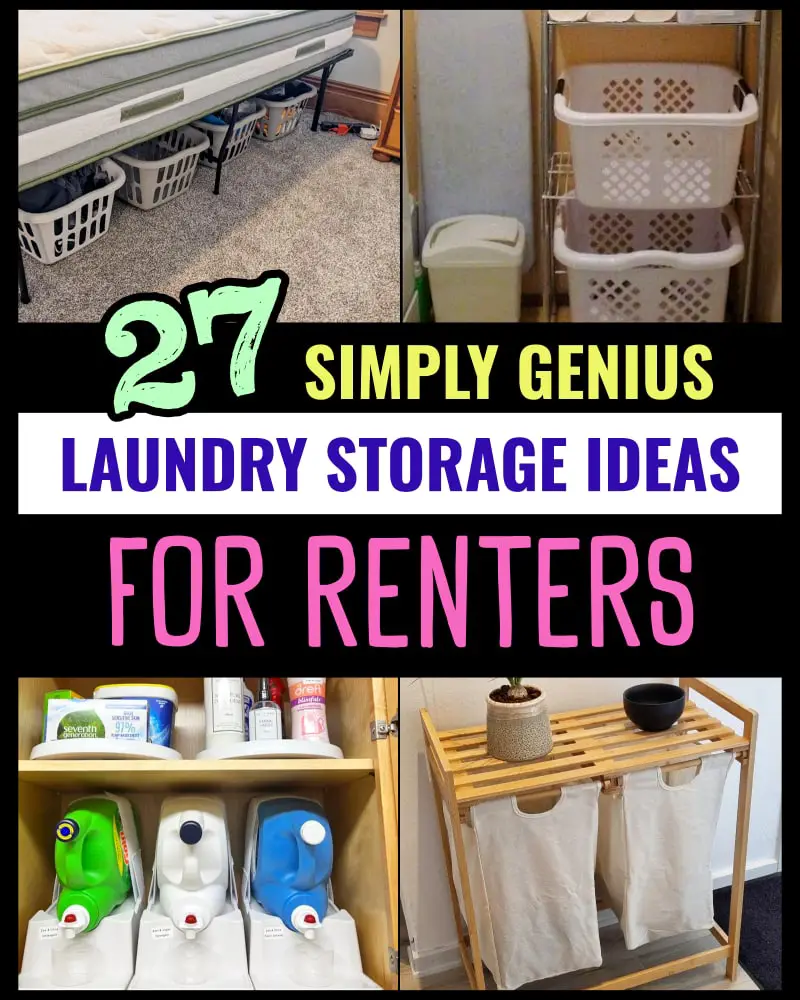 Laundry storage ideas for renters in small spaces with NO storage space - these clever apartment laundry storage ideas are renter-friendly, perfect for a small rental house and are cheap and creative DIY small laundry room ideas you can do on a budget - rental house storage ideas for tiny house storage solutions for renting - 50 clever ways to organize a small apartment laundry when you have NO sotrage space