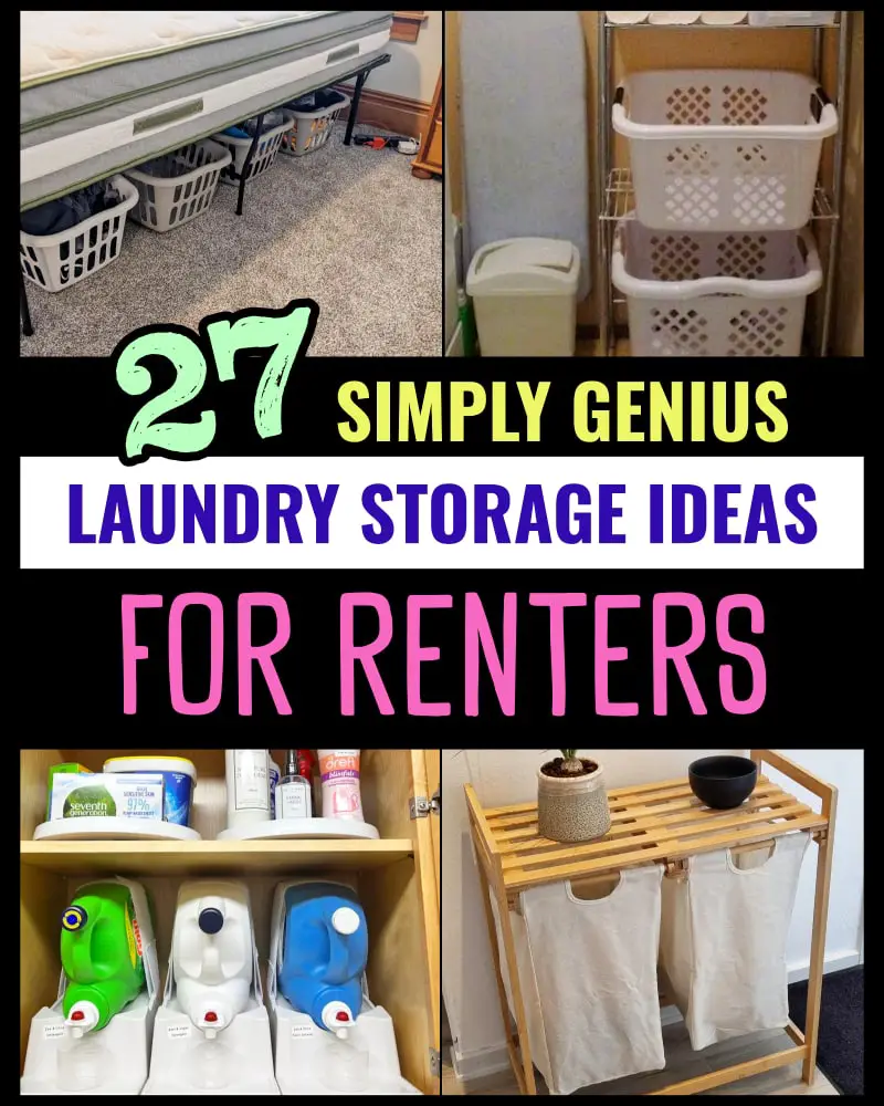 Laundry storage ideas for renters in small spaces with NO storage space - these clever apartment laundry storage ideas are renter-friendly, perfect for a small rental house and are cheap and creative DIY small laundry room ideas you can do on a budget - rental house storage ideas for tiny house storage solutions for renting - 50 clever ways to organize a small apartment laundry when you have NO storage space