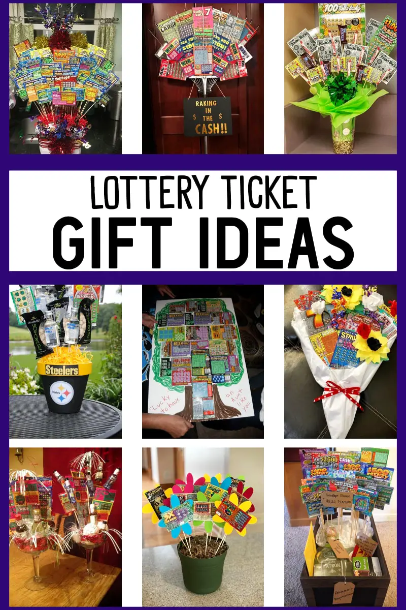 lottery ticket gift ideas - teacher appreciation, tricky tray basket ideas for penny auction basket raffle penny sale birthday cake, scratch off gift baskets, christmas scratchie gifts, secret santa gift ideas, lotto ticket cards, poems and scratcher gift sayings, for family, friends, coworkers, boyfriend, retirement, raffle baskets for fundraisers and silent auctions, ticket bouquets and more scratch offs lottery ticket gift ideas and DIY lottery ticket gift baskets on a budget
