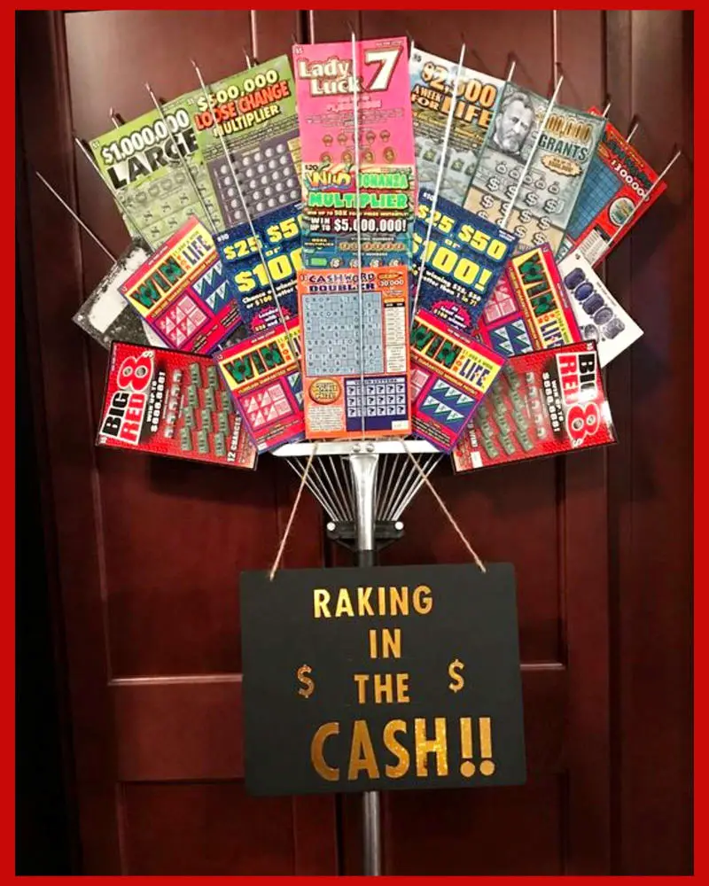 lottery ticket gift ideas - raking in the cash raffle basket - unique fundraising auction baskets