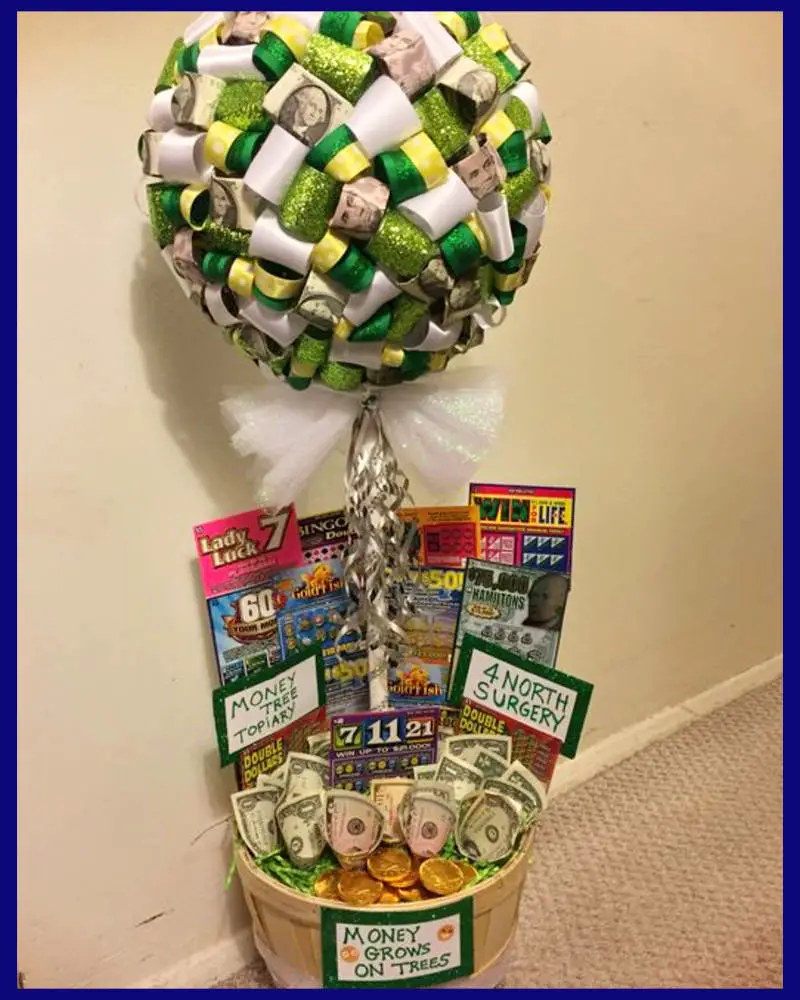 lottery ticket gift ideas - scratch off ticket gift tree or raffle basket ideas for fundraising auction baskets