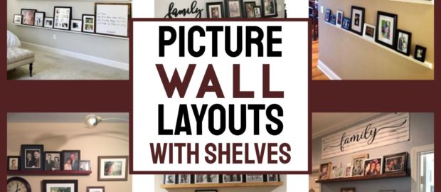 Picture and Shelf Arrangements on Walls-Ideas & Examples  -27 unique and creative ways to arrange pictures on walls with shelf arrangements -plus tips to NOT mess it up...