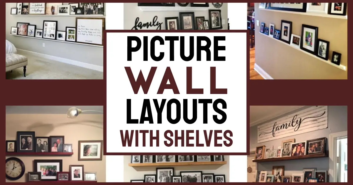 picture wall layouts with shelves