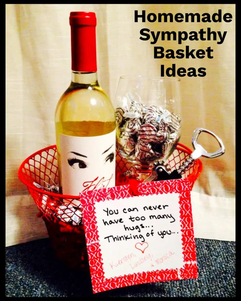 sympathy basket ideas-diy comfort gift basket ideas and bereavement baskets with wine made as a sympathy basket for loss of dog or cat 