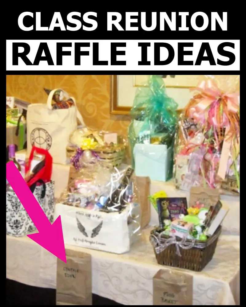 tricky tray auction ideas and set up for class reunion fundraisers with raffle baskets