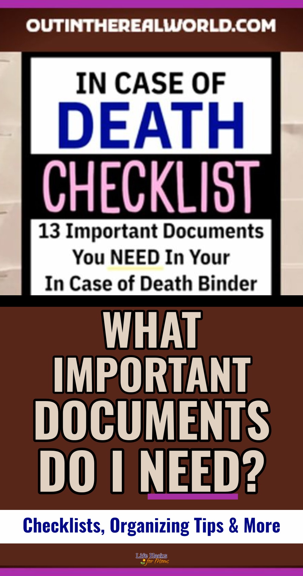 binder organization ideas and checklists for a family life binder, household binder or in case of death binder