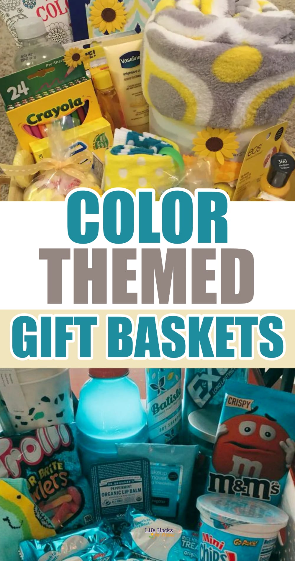 Color themed gift baskets and care packages