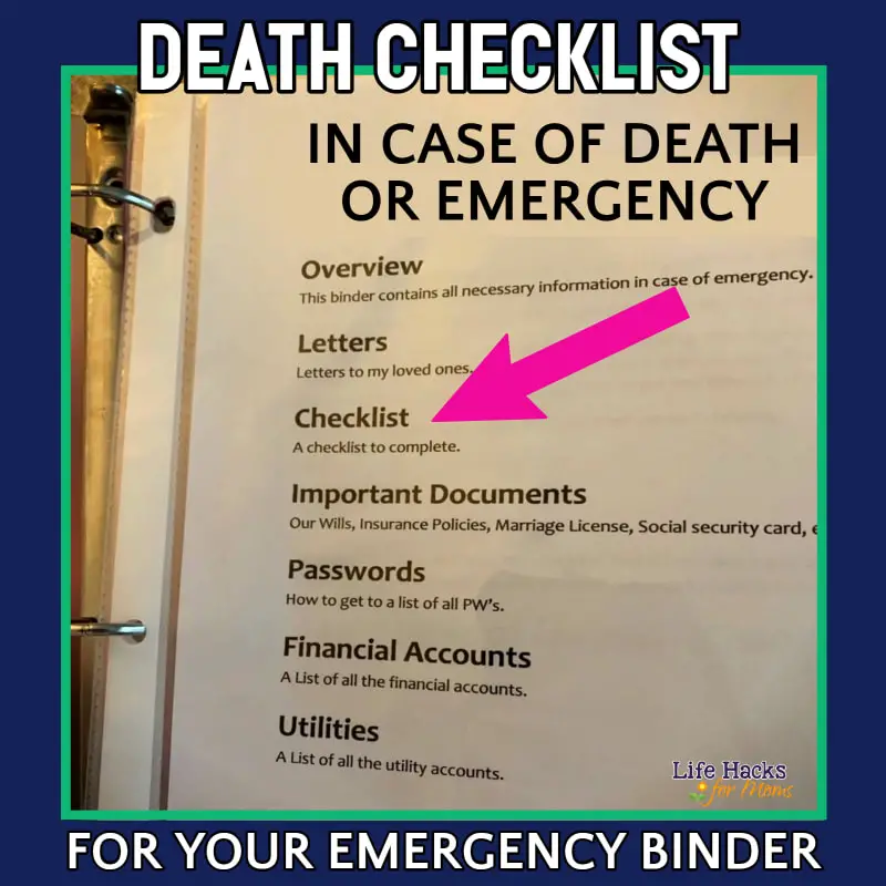 Printable In Case Of Death Checklist