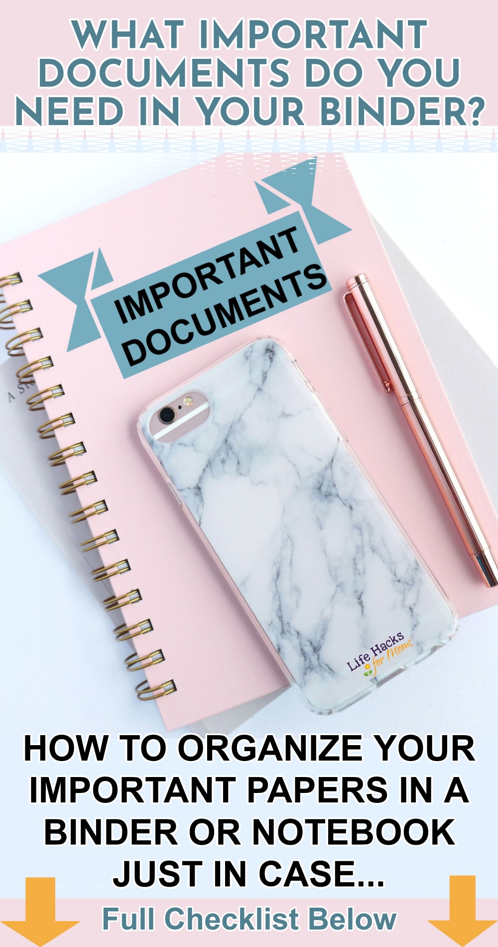 important documents binder organizing checklist