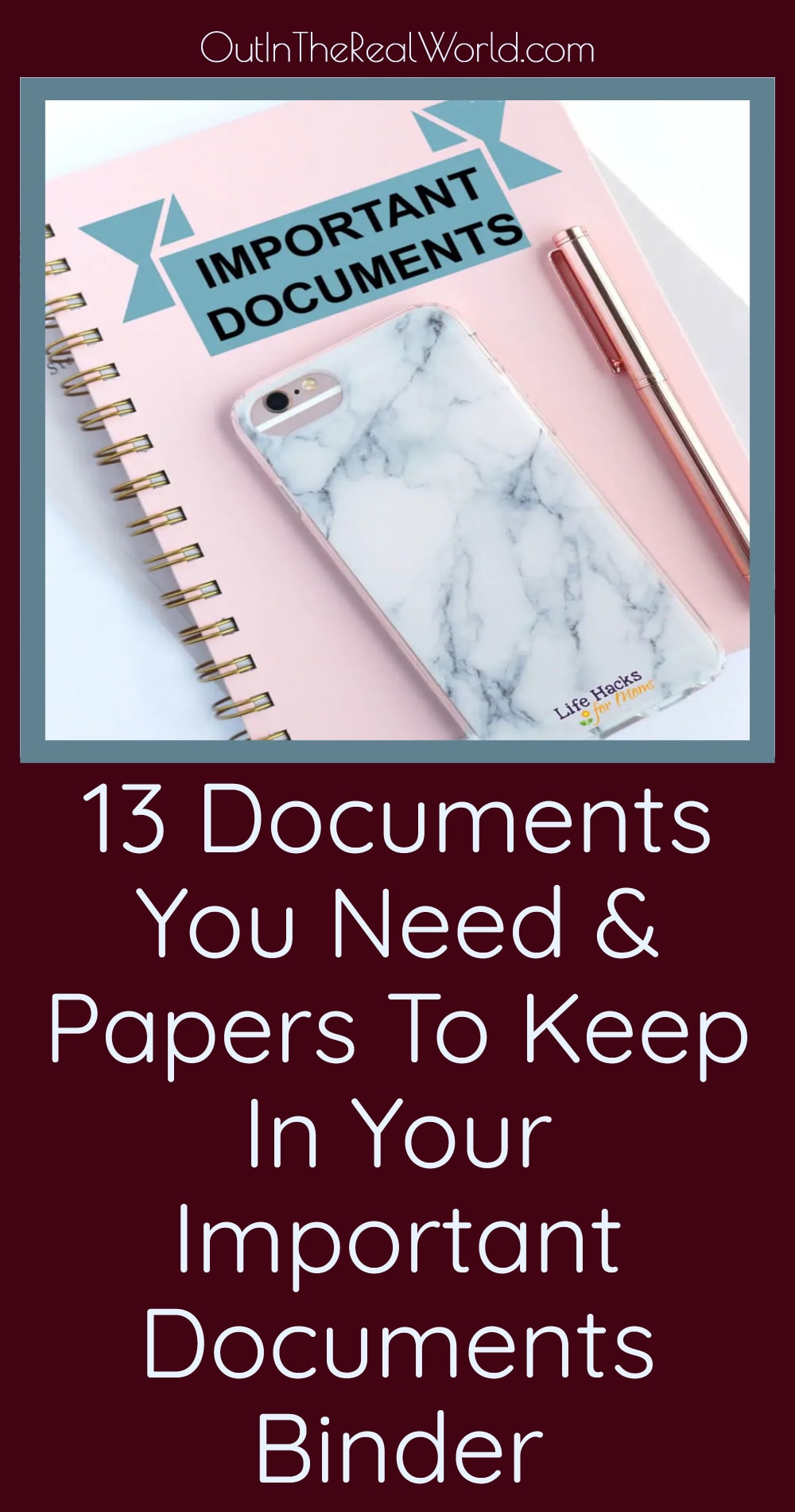 important documents binder - papers to keep and documents you need