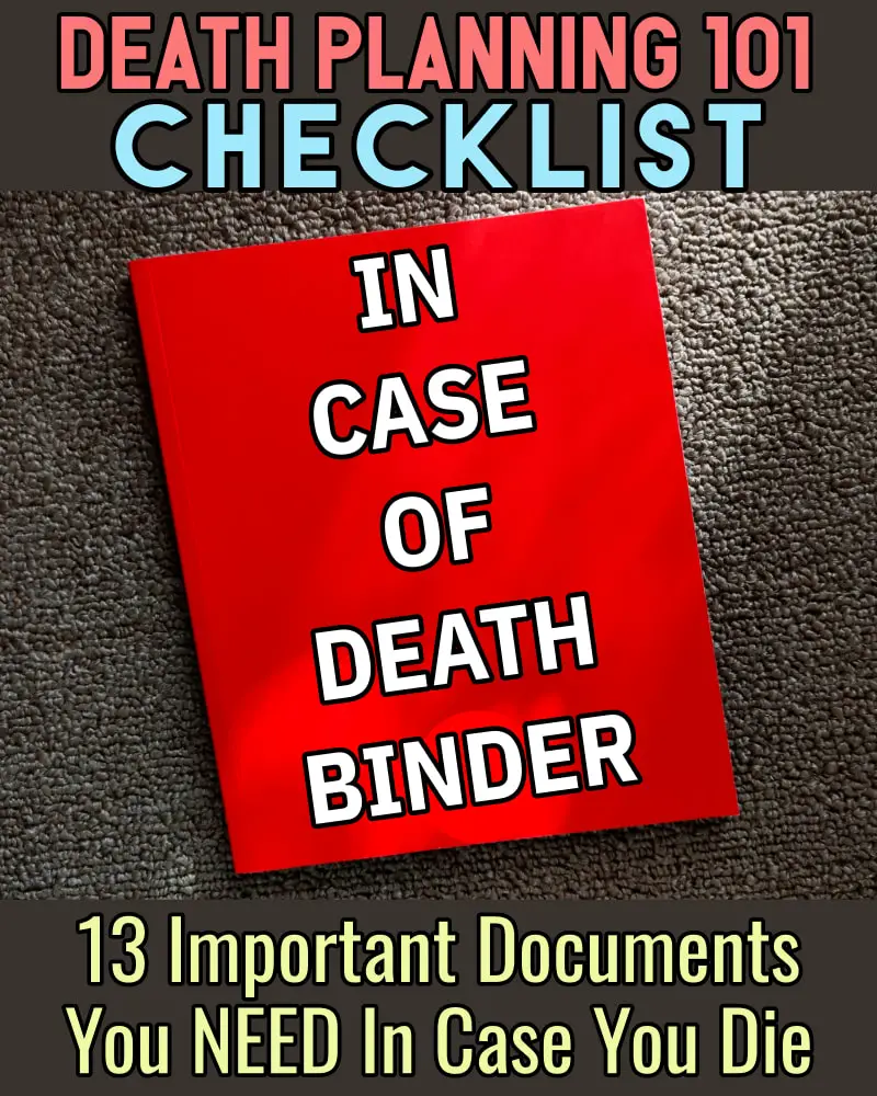 In Case of Death binder PDF organizer and checklist - in the event of my death printables for important documents binder organizer - death checklist pdf 13 important documents you need in case you die