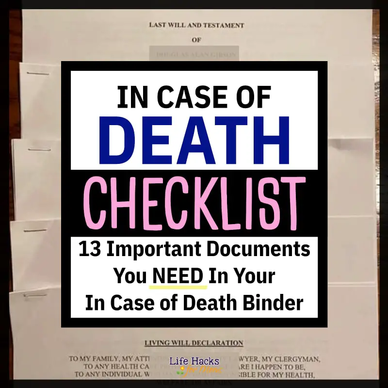 Organizing Important Paperwork - Death Binder Checklist