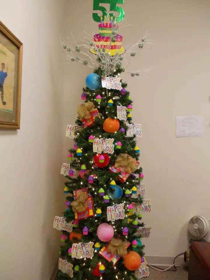 55th birthday Christmas tree decorating ideas - unique party decoration ideas
