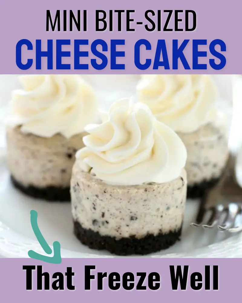 Make ahead mini desserts that can be frozen - bite sized individual mini oreo cheesecakes