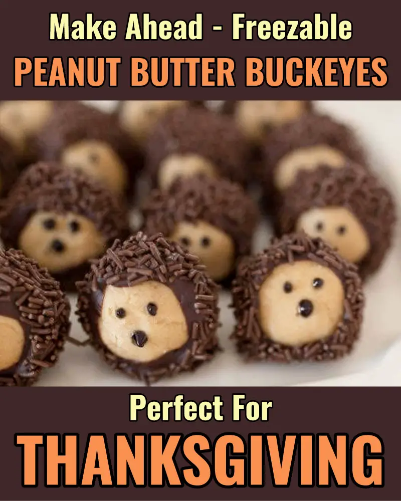 Mini Thanksgiving Desserts - Make Ahead Freezable Peanut Butter Mini Buckeyes - NO BAKE bite sized individual desserts that freeze well